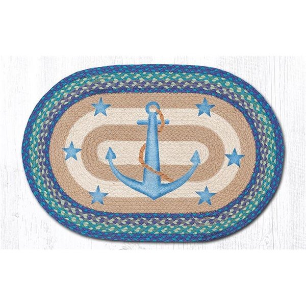 Capitol Importing Co 20 x 30 in. Anchor Stars Printed Oval Patch Rug 65-433AS